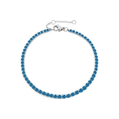 EVOLUTION GROUP CZ Ocelový štrasový tenisový náramek AQUAMARINE - OPA1858-AQ