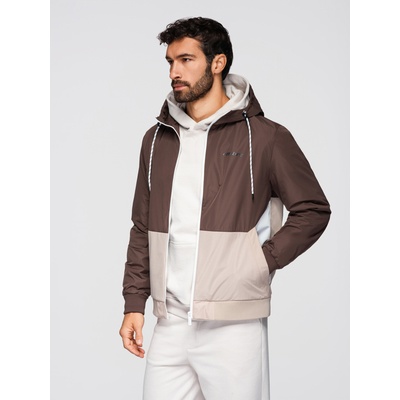 Ombre Clothing Мъжко лека яке regular fit с подплата и качулка - кафяво-бежово V1 OM-JANP-0242 Ombre Clothing Ombre Clothing | Bezhov | МЪЖЕ | L