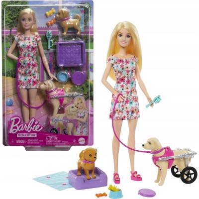 Mattel Barbie panenka a pejsek s invalidním vozíčkem