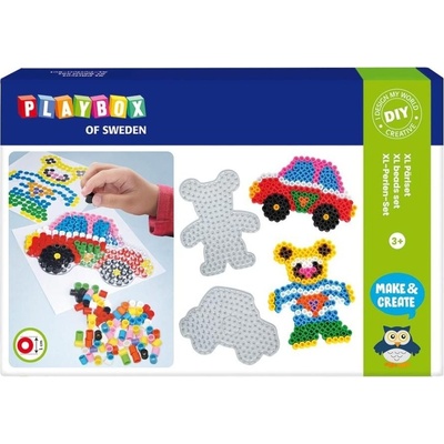 PLAYBOX Zažehlovací korálky Sada Auto a medvídek XL 600ks