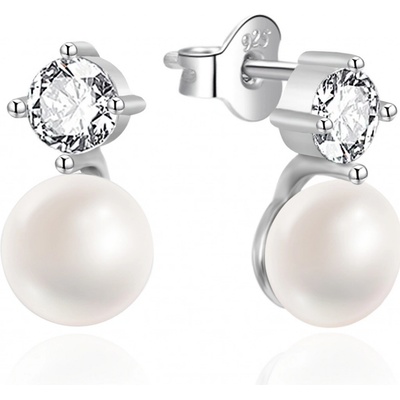 Agato Půvabné stříbrné náušnice se sladkovodní perlou AGT-E221PW-P