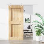 vidaXL Преплъзваща се врата 80 x 210 cm Естествено и бяло (3445088)