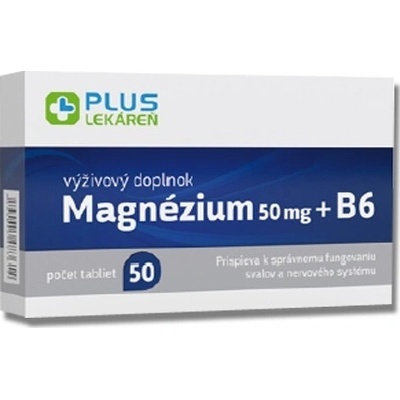 PlusLekáreň Magnézium 50 mg + B6 50 tabliet
