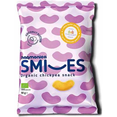 Harmonica Био оризово-нахутени пръчици с кокосово масло Harmonica - Smiles, 50 g (8443)