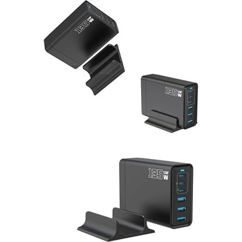 BlackBird BH1669 Променливотоково зарядно устройство с 3 USB+3 гнезда Type-C 135W, PD бързо зарядно устройство, ЧЕРНО (BH1669)