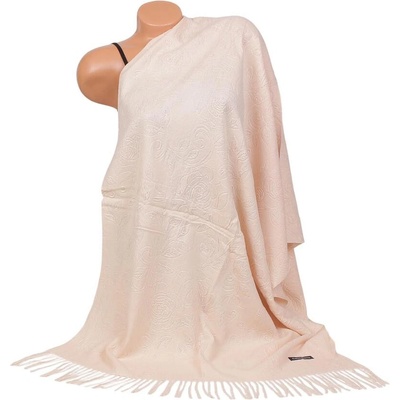 Кашмирен шал в светлобежово с рози