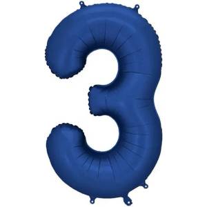 Party Deco Фолиев Балон - Цифра, 86 см, Тъмносин - 3 (fb1s-3-074)