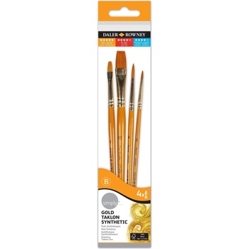 Daler-Rowney Simply Acrylic Brush Gold Taklon Synthetic Комплект четки 4 бр (216920401)