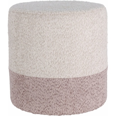 Home Styling Collection Kulatý čalouněný puf ve dvou barvách, boucle, 34 × 35 cm, béžový