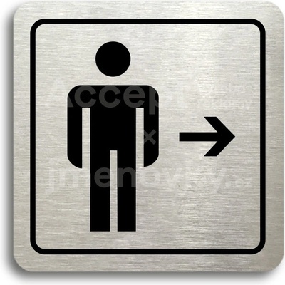 ACCEPT Piktogram WC muži vpravo - stříbrná tabulka - černý tisk
