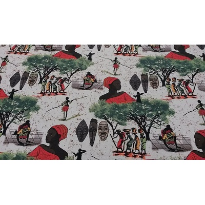 Dizajnová dekoračné látka AFRIKA zelaná šírka 140 cm