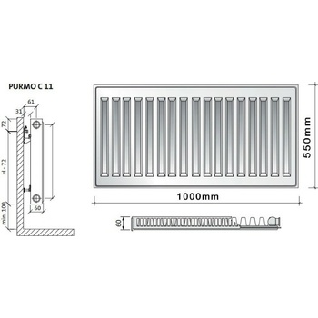 Purmo C11 550 x 1000