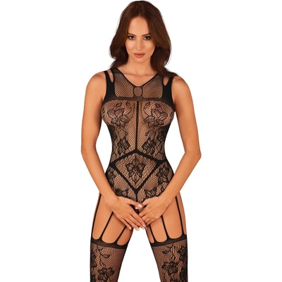 Obsessive Целокупно боди с отворено дъно f239eh-67731-czarny - Черен, размер s/m/l