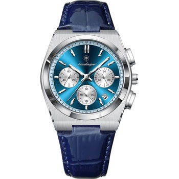 Poedagar Мъжки часовник Poedagar CS1872, естествена кожа, син, син циферблат (CS1872)