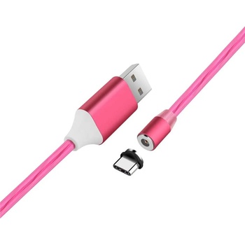 TOPK Захранващ магнитен кабел TOPK с осветление LED, USB Type C, Розов (AM16-PINK)