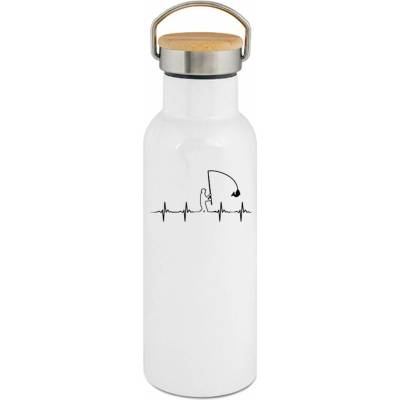 123TRIKO termoska Rybaření EKG, srdeční tep, černý potisk 500 ml