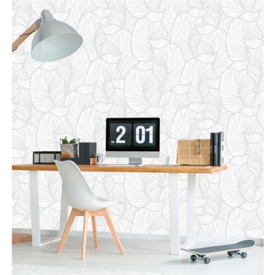 DIMEX ART Луксозна флизелинова тапета бяла мозайка от листа