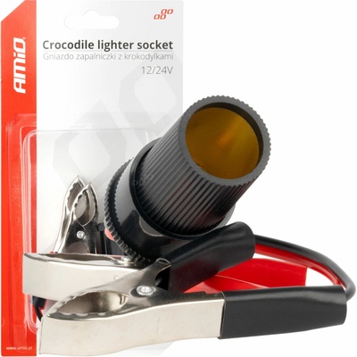 AMiO Adaptér do zásuvky zapaľovača s krokosvorkami 12V 24V 15cm 03803