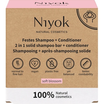 Niyok Твърд шампоан и балсам 2 в 1 Soft Blossom, 80 g