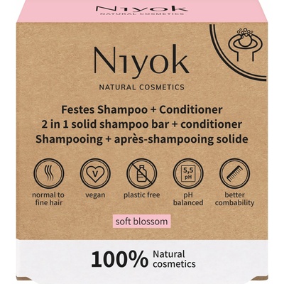 Niyok Твърд шампоан и балсам 2 в 1 Soft Blossom, 80 g