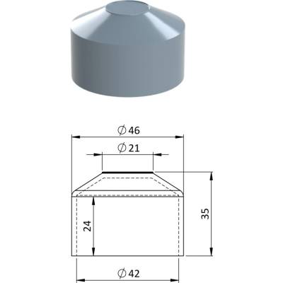 Vonkajšia krytka guľatá ø 42 mm, plastová PE, sivá
