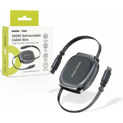 Mobile Origin MO-CB7-SPG 100W Samonavíjecí USB-C na USB-C šedý