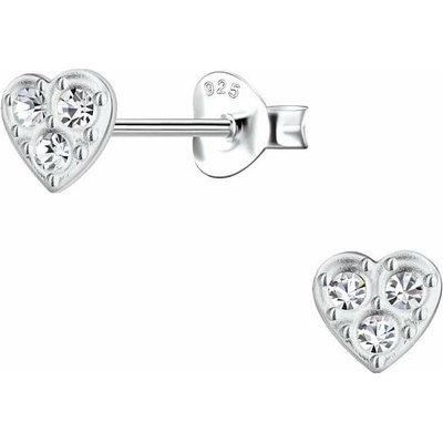 Nefertitis 31893 Stříbrné náušnice pecky se zirkony LITTLE HEART NF59532 5 mm, 0,38 g