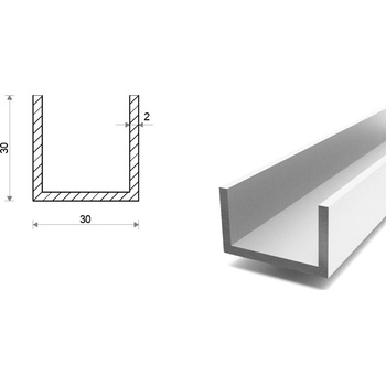 Hliníkový U profil 30x30x30x2