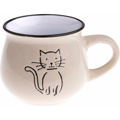 Hrnek keramický s kočkou - béžový 75 ml
