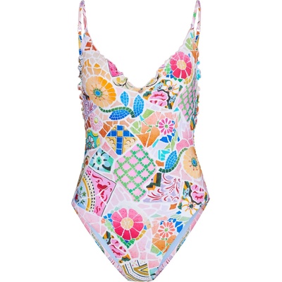 Seafolly Дамски бански костюм Seafolly Beach Bohème V Neck One Piece Swimsuit - Parfait Pink - размер 44 (EU) (150-6619-0117)