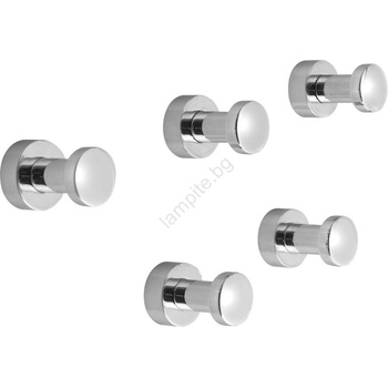 SAPHO - Комплект 5 бр. стенни куки SAMBA, хром лъскав (SH0216)