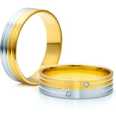 SAVICKI Сватбени халки: двуцветно злато, плоски. 5 мм