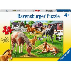 Ravensburger Детски пъзел Ravensburger от 60 части - Щастливи коне (5175) - ozone