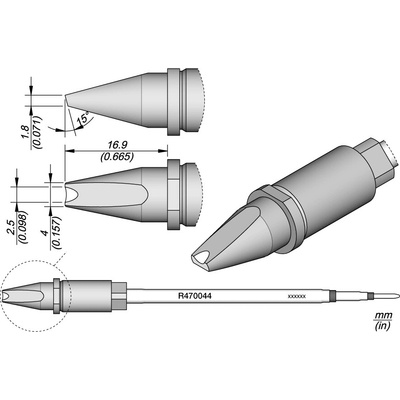 JBC R470044 – dlátový hrot s drážkou 4 × 1,8 mm