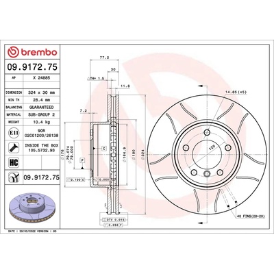 Brzdový kotúč BREMBO 09.9172.75