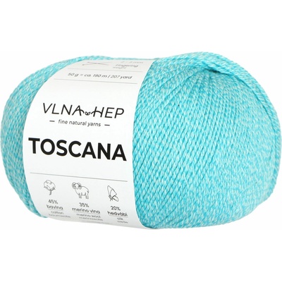 Vlna-hep Příze Toscana - jemná přírodní příze - bavlna, merino vlna, hedvábí Toscana: 142680 Blue Curacao