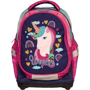 S-Cool Ученическа, анатомична раница S-COOL Unicorn Dark Blue, 21 л, с твърдо дъно