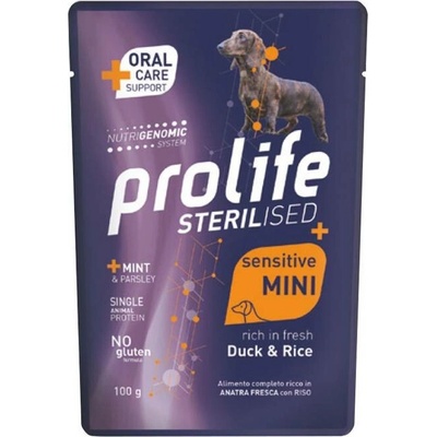 Prolife Sensitive Sterilized Mini Kačica s ryžou 100g