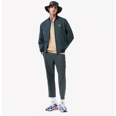 Lacoste Яке Lacoste Men's Checked Harrington Merino Wool Long Sleeve Bomber Jacket - Navy Blue/Multi