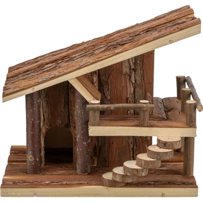 Trixie Chaloupka JULE s terasou pro myšky 25 x 21 x18 cm přírodní dřevo s kůrou
