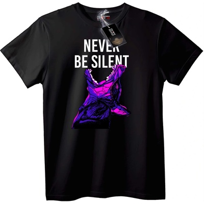 NOONEBRAND Тениска Никога не Мълчи Динозавър - 7XL, Black