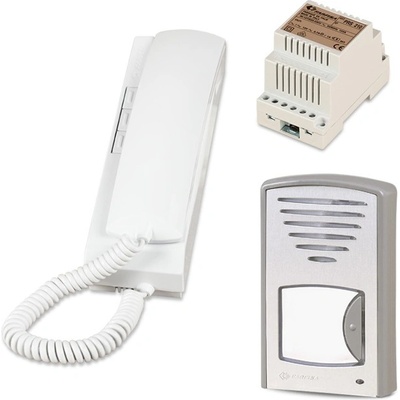 Farfisa Комплект еднофамилна аудиодомофонна система Farfisa 1CKD, едноабонатна, стенен монтаж, двужилен кабел, бяла (bt-2075011)