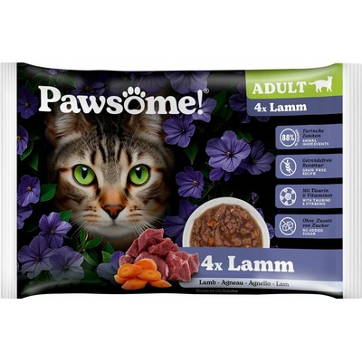 Pawsome! Adult s jahňaciem mäsom 4 x 85 g