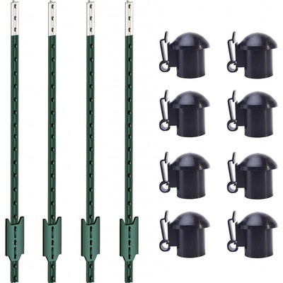 Sada T-sloupky pro elektrický ohradník 182 cm + krytky s izolátorem - 50 ks