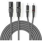 Nedis COTH15210GY15 балансиран/симетричен полупрофесионален аудиокабел XLR, 2x XLR 3-пинов щепсел - 2x RCA щепсел, 1, 5 м (COTH15210GY15)