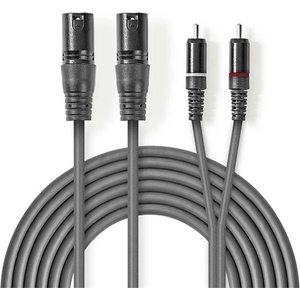 Nedis COTH15210GY15 балансиран/симетричен полупрофесионален аудиокабел XLR, 2x XLR 3-пинов щепсел - 2x RCA щепсел, 1, 5 м (COTH15210GY15)
