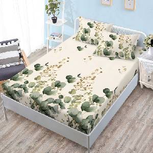 EmonaMall Долен чаршаф с ластик и две калъфки (за матрак от 160x200 до 180x200) EmonaMall, 3 части - Модел S18540 (S18540-66666L)