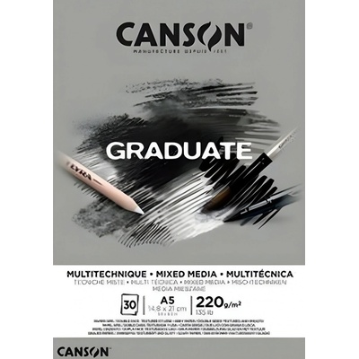 Canson Pad Graduate Mixed Media A5 220 g Grey Skicár
