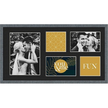 STYLER Рамка за 5 снимки Kyoto с черно паспарту 27 x 51 см сива (RA-15120)