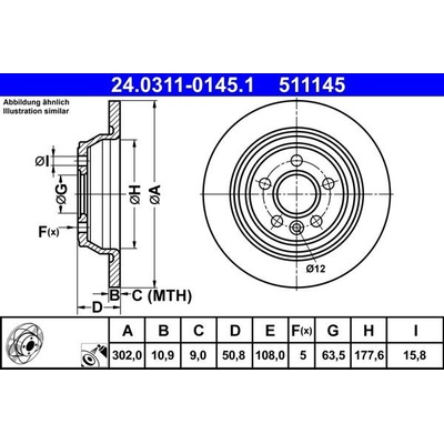 Brzdový kotúč ATE PowerDisc 24.0311-0145.1